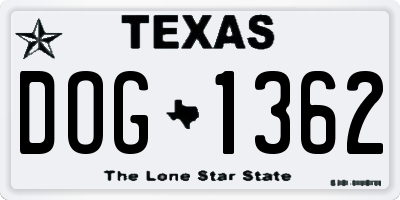 TX license plate DOG1362