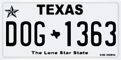 TX license plate DOG1363