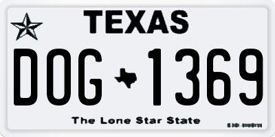 TX license plate DOG1369