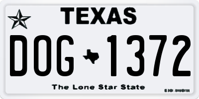 TX license plate DOG1372