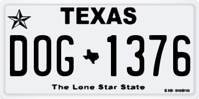 TX license plate DOG1376