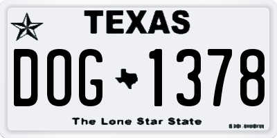 TX license plate DOG1378