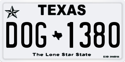 TX license plate DOG1380