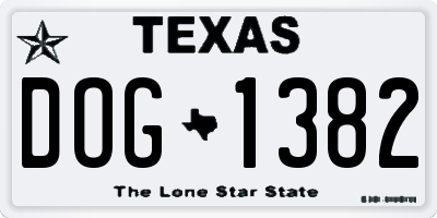 TX license plate DOG1382