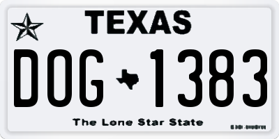 TX license plate DOG1383
