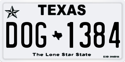 TX license plate DOG1384