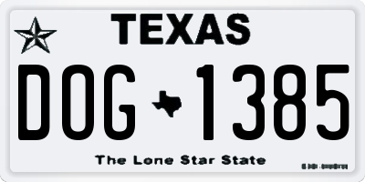 TX license plate DOG1385