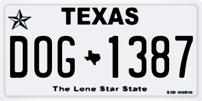 TX license plate DOG1387