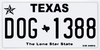 TX license plate DOG1388