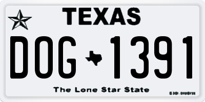 TX license plate DOG1391
