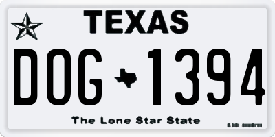 TX license plate DOG1394
