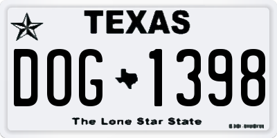 TX license plate DOG1398
