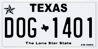 TX license plate DOG1401