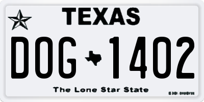 TX license plate DOG1402