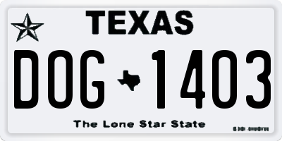 TX license plate DOG1403