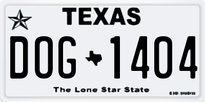 TX license plate DOG1404