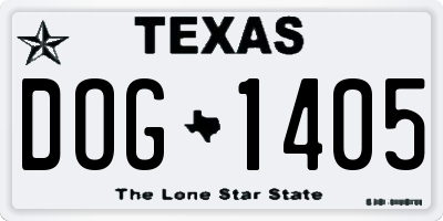 TX license plate DOG1405