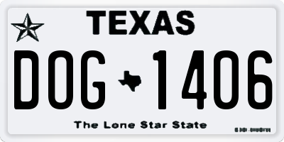 TX license plate DOG1406