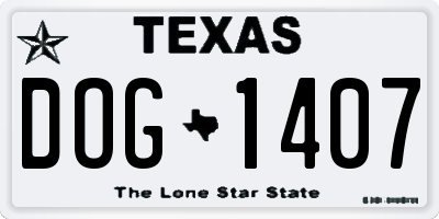 TX license plate DOG1407