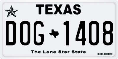TX license plate DOG1408