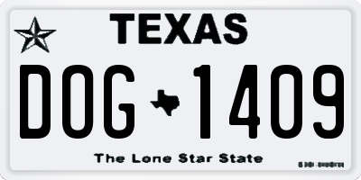 TX license plate DOG1409