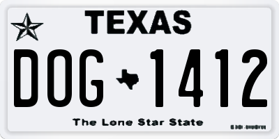 TX license plate DOG1412