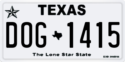 TX license plate DOG1415