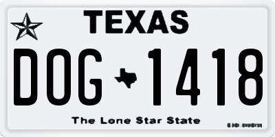 TX license plate DOG1418