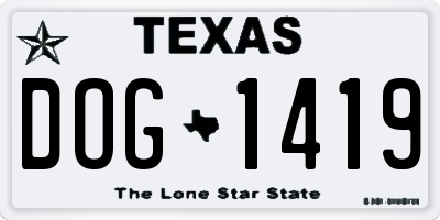 TX license plate DOG1419