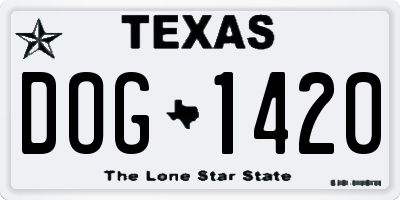 TX license plate DOG1420