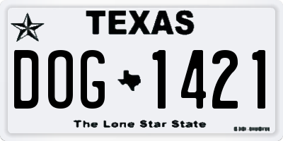 TX license plate DOG1421