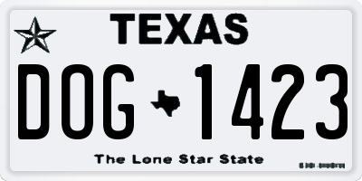 TX license plate DOG1423