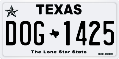 TX license plate DOG1425
