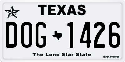 TX license plate DOG1426