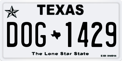 TX license plate DOG1429