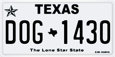 TX license plate DOG1430
