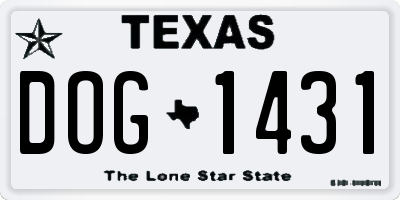TX license plate DOG1431