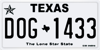 TX license plate DOG1433