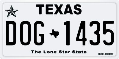 TX license plate DOG1435