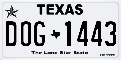 TX license plate DOG1443