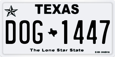 TX license plate DOG1447