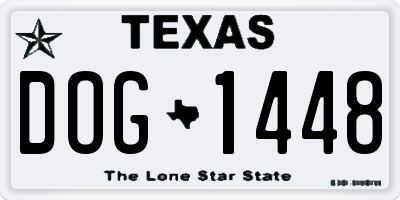 TX license plate DOG1448