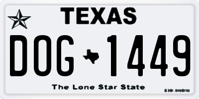 TX license plate DOG1449
