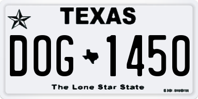TX license plate DOG1450