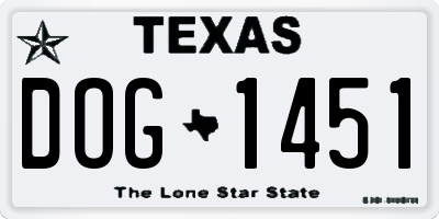 TX license plate DOG1451