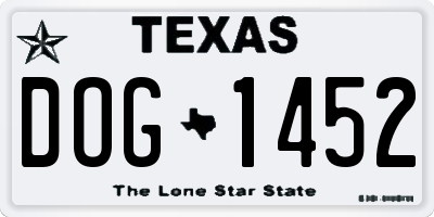 TX license plate DOG1452