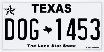 TX license plate DOG1453