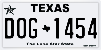 TX license plate DOG1454
