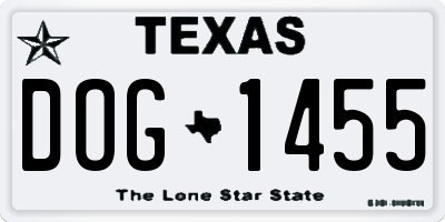 TX license plate DOG1455