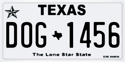 TX license plate DOG1456